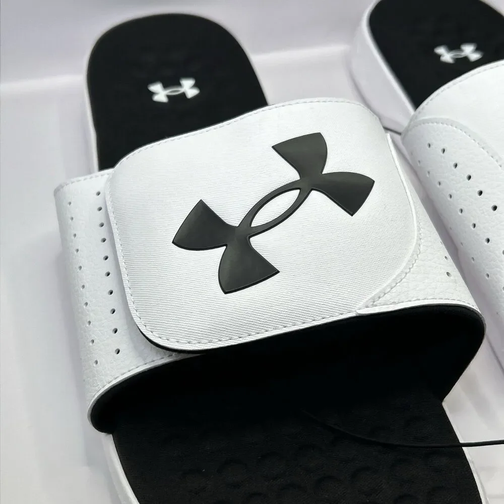 Under Armour Ignite Pro Slide Sandals Black White Men’s 17 UA Comfort NWT