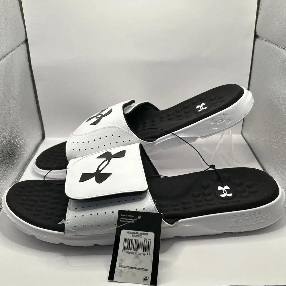 Under Armour Ignite Pro Slide Sandals Black White Men’s 17 UA Comfort NWT