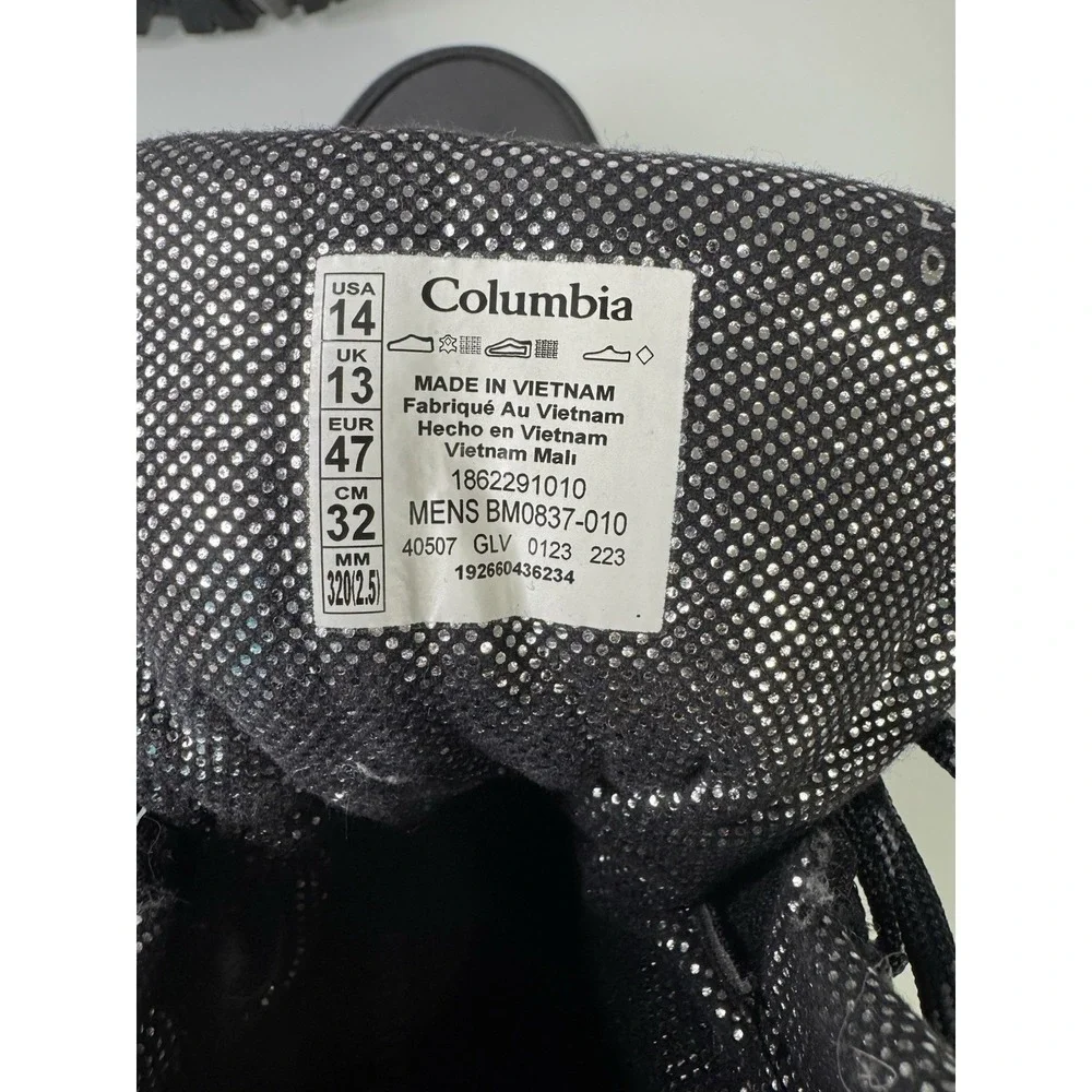 Columbia Gunnison II Omni Heat 200g Waterproof Boots Black BM0837-010 Size 14