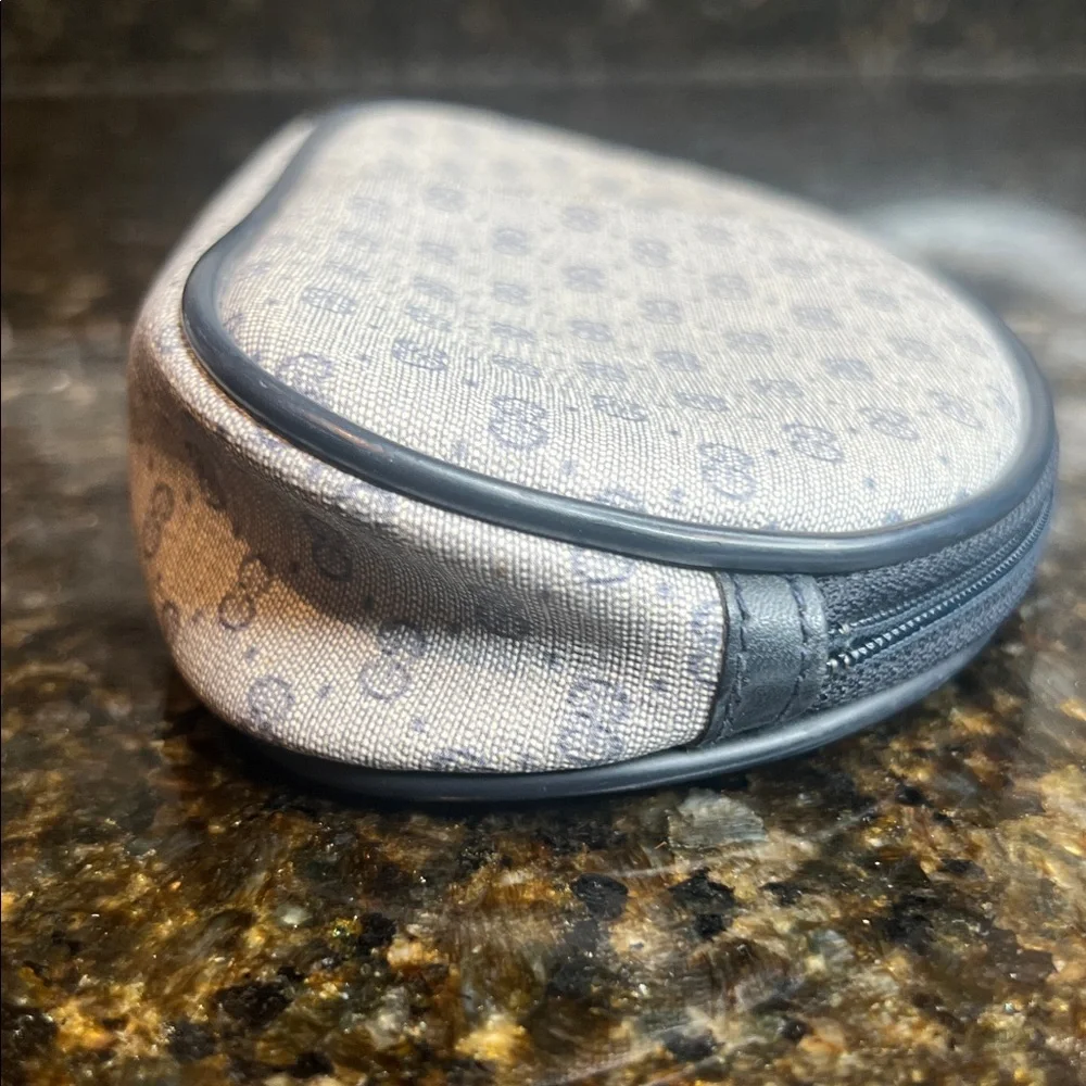 Gucci Vintage 70's Gucci Monogram GG Blue Coated Canvas Cosmetic Pouch