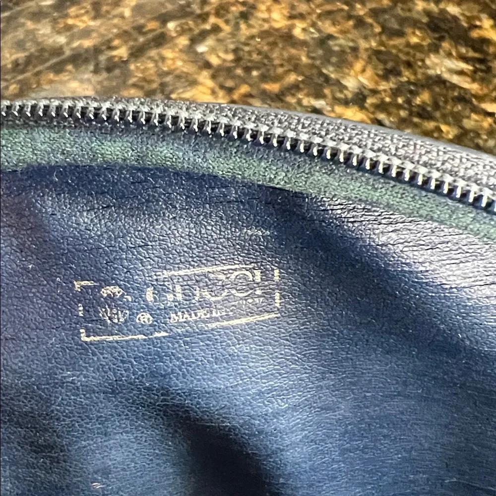 Gucci Vintage 70's Gucci Monogram GG Blue Coated Canvas Cosmetic Pouch