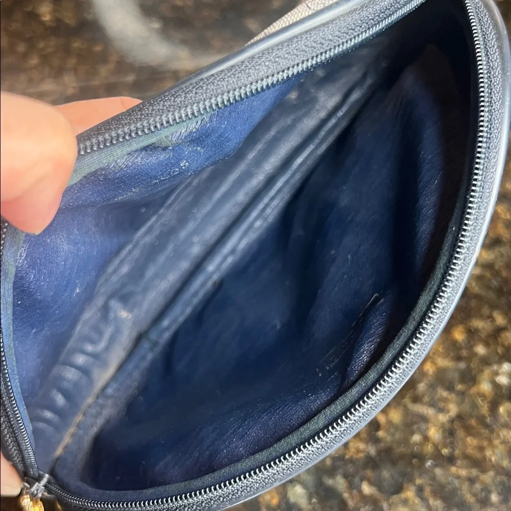 Gucci Vintage 70's Gucci Monogram GG Blue Coated Canvas Cosmetic Pouch