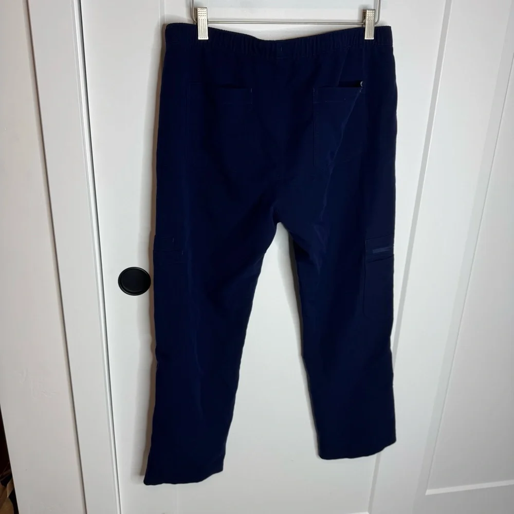 Figs Cairo Cargo Scrub Straight Leg Pants Drawstring Navy Blue Size Medium Short