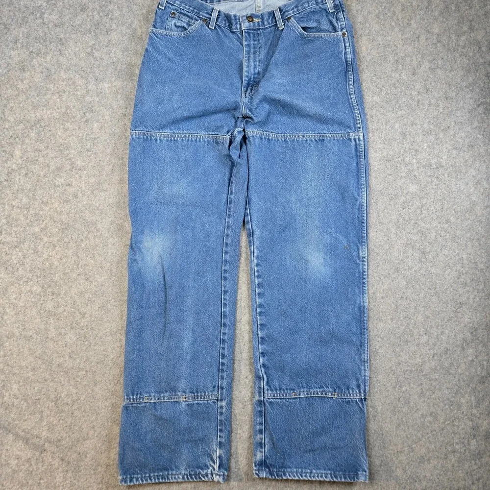 VTG Dickies Double Knee Jeans Mens‎ 36x33 Blue Denim Y2K Skater Baggy Workwear