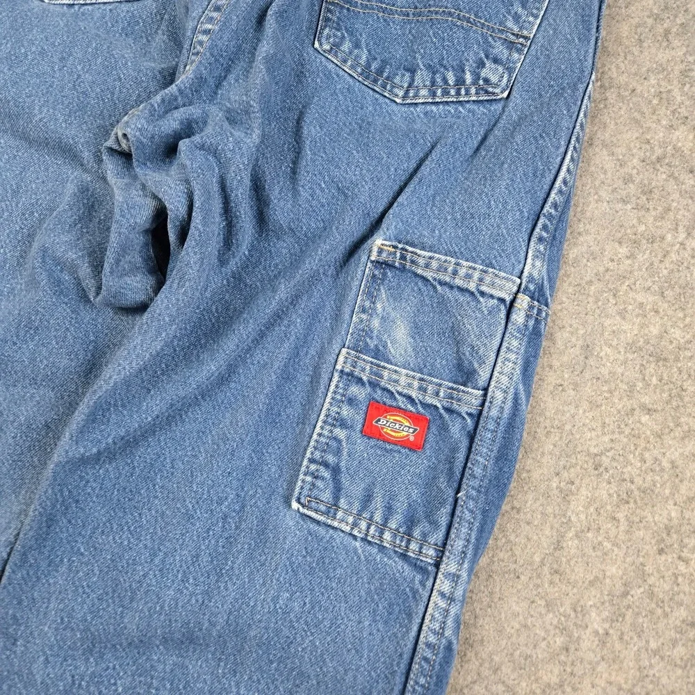 VTG Dickies Double Knee Jeans Mens‎ 36x33 Blue Denim Y2K Skater Baggy Workwear