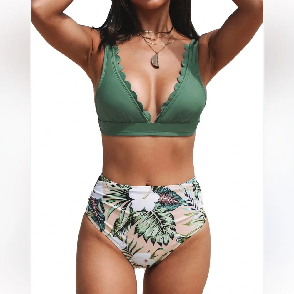 Two Piece Yellow Bikini Swimsuit Sets, 2-Piece Swim Set NWT Size S