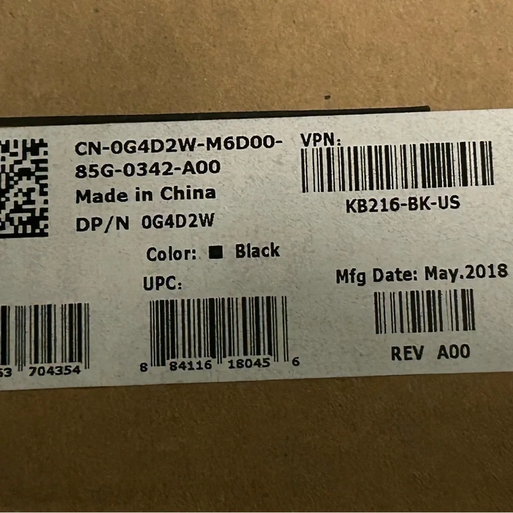 Dell Black Wired Keyboard