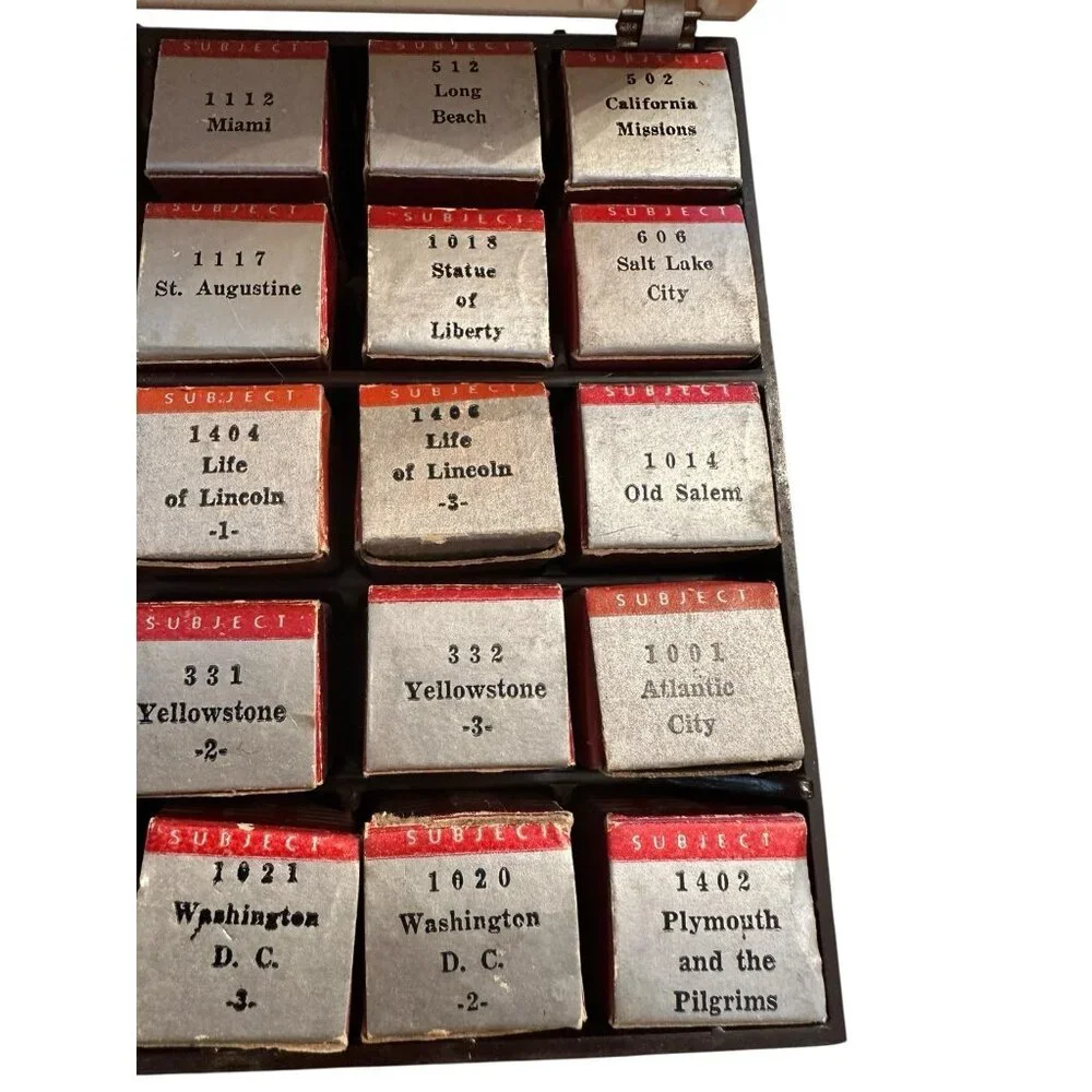 Tru Vue Film Strips Vintage Lot 16 Broken Case Yellowstone Western Travel US DC