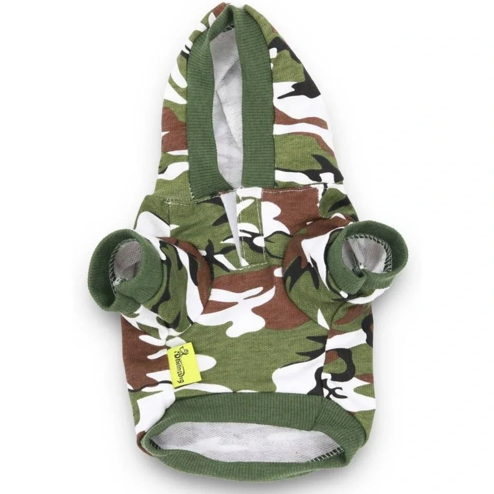 Camouflage Pet Hoodie Green Brown Camo Puppy Dog Sweatshirt Large 8.8lb-13.2lb