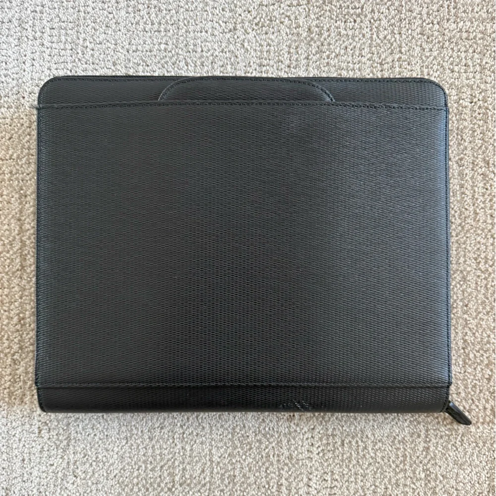 TUMI textured black leather attaché travel bag or briefcase