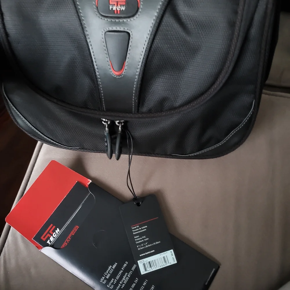 NEW Tumi Tech Travel Black Toiltry Bag with Red Accents
