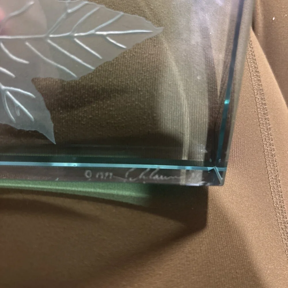Vintage Set Of 2 Stephen Schlanser Glass Block Bud Vase 1999 Signed Etched 5