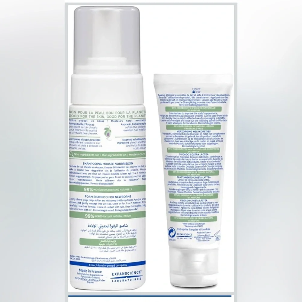 New Mustela Cradle Cap Fragrance-Free Baby Shampoo & Cream for Baby & Newborn