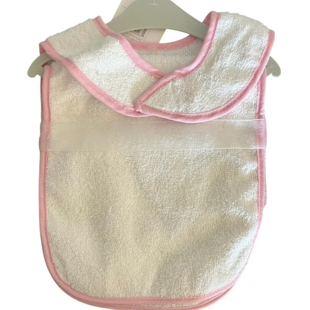 Kyle & Deena Bib Baby OS White Pink Brand New Bunny Floral Scalloped EK12210340