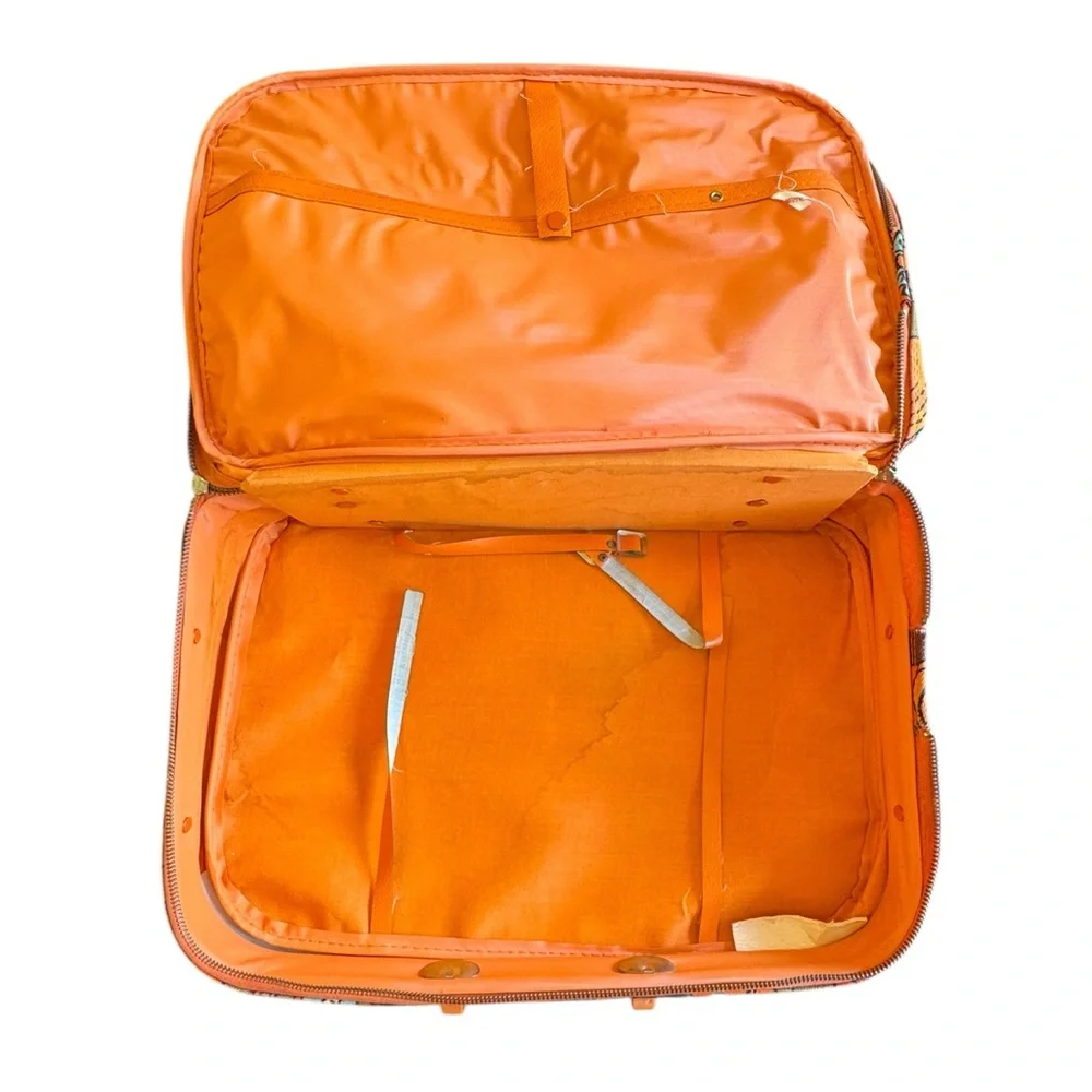 Vintage Floral Orange Travel Suitcase Bag