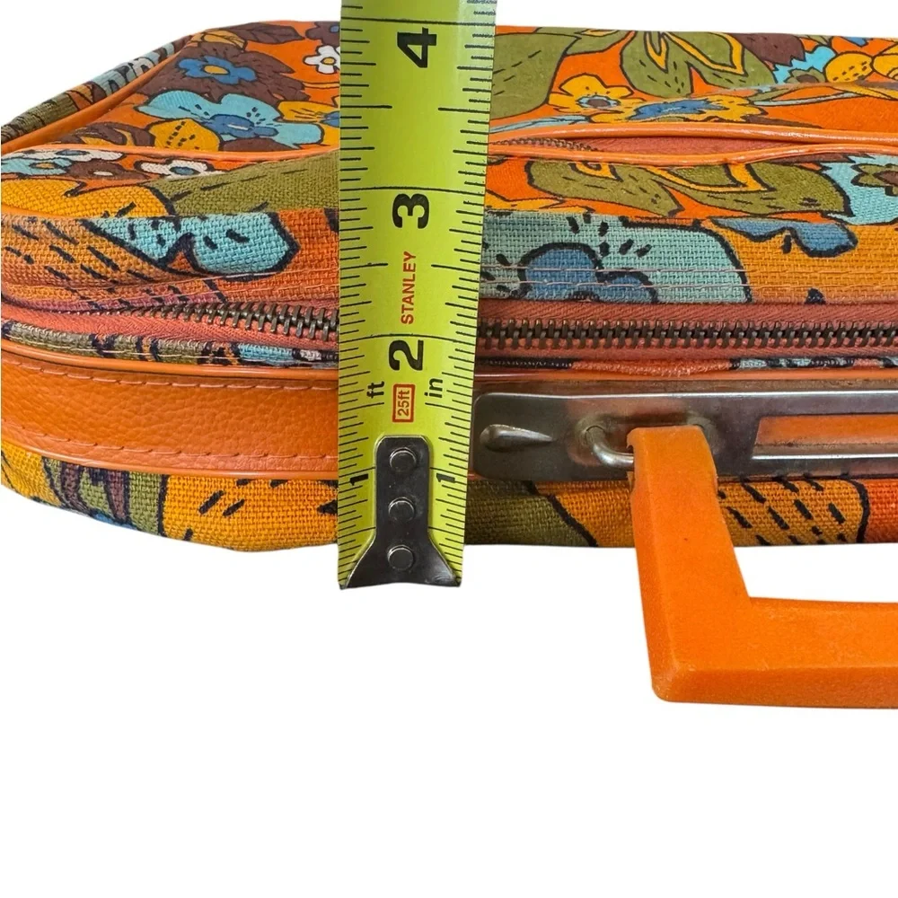 Vintage Floral Orange Travel Suitcase Bag