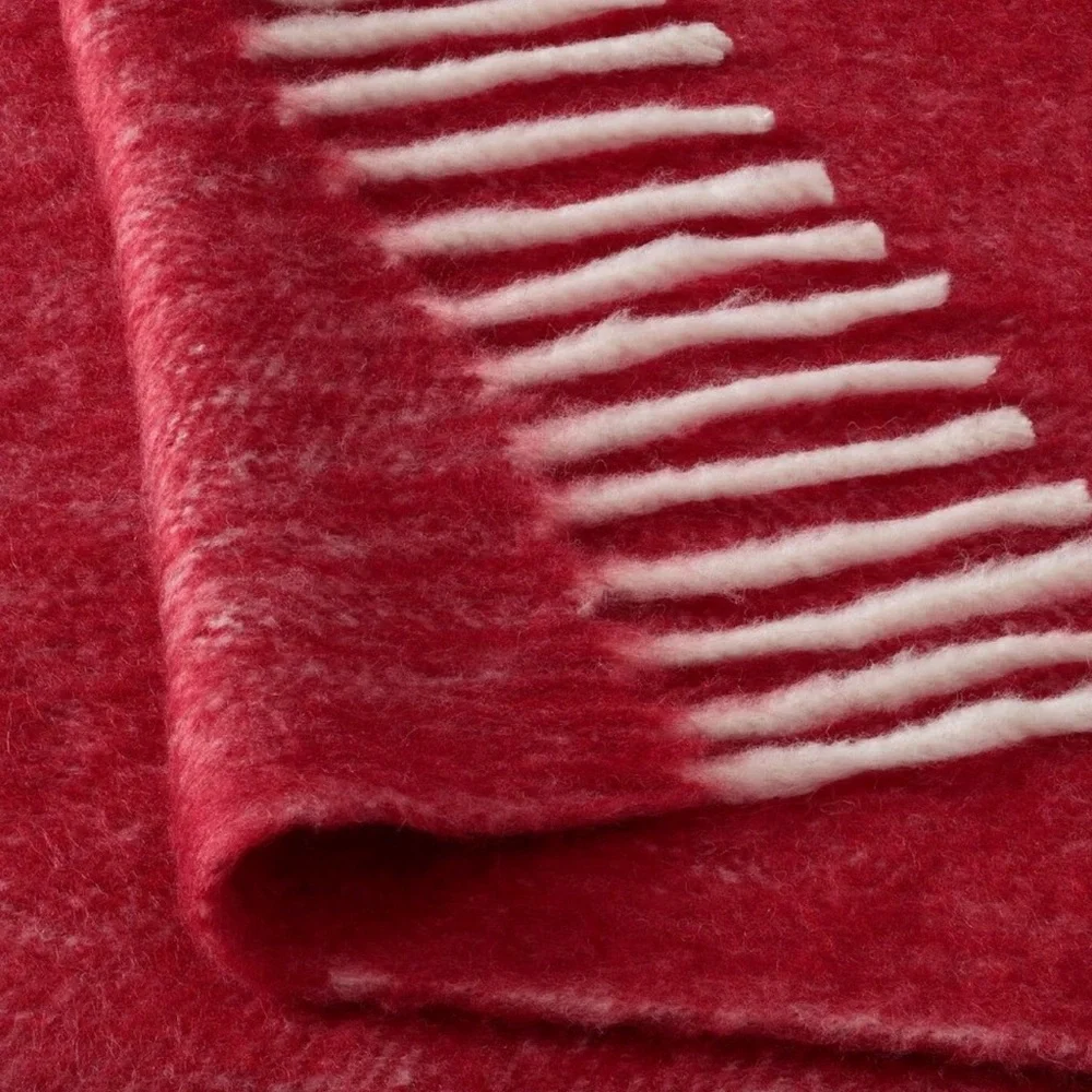 IKEA Cozy Red Throw Blanket with Fringe