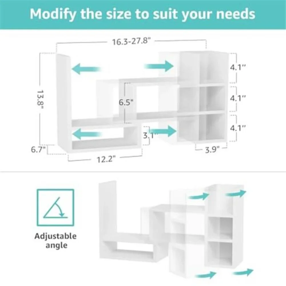 Desk Shelves Desktop Organizer White Office Storage Corner Bookshelf Table Top