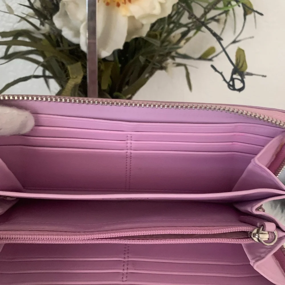 Y2K Coach Long Accordion Signature Lavender and White Wallet