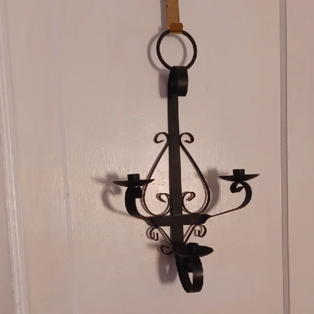 Home Interiors Black Metal Wall Candle Holder