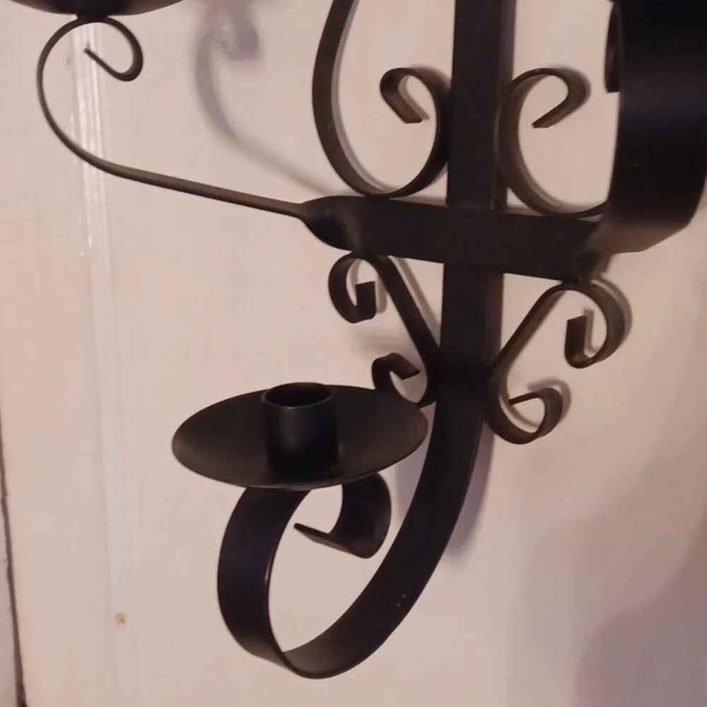 Home Interiors Black Metal Wall Candle Holder