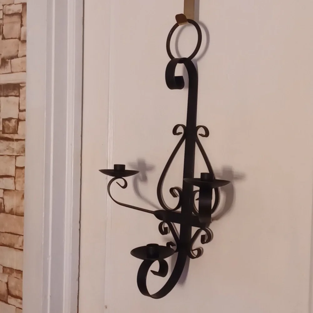 Home Interiors Black Metal Wall Candle Holder
