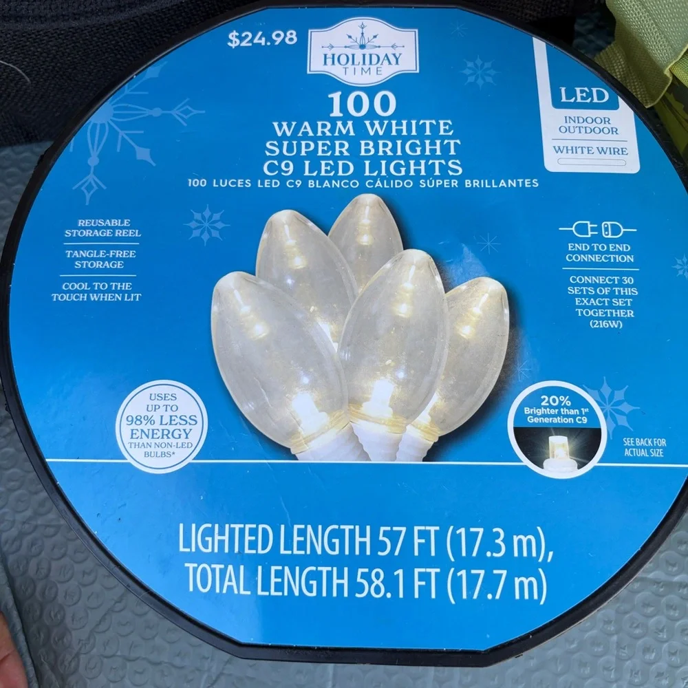 Holiday Time Warm White Super Bright C9 LED Lights