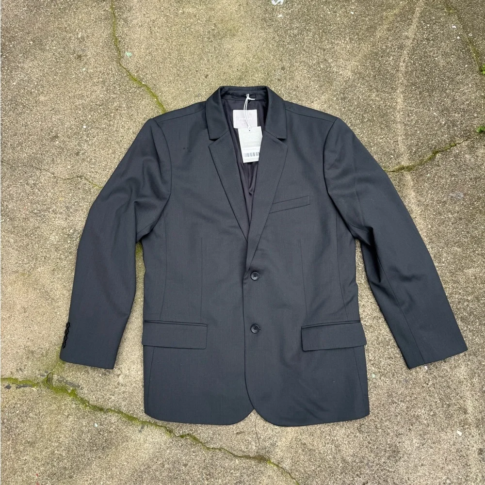 Everlane Italian Wool Blazer Mens 44 Dark Gray Tailored Suit Jacket NWT