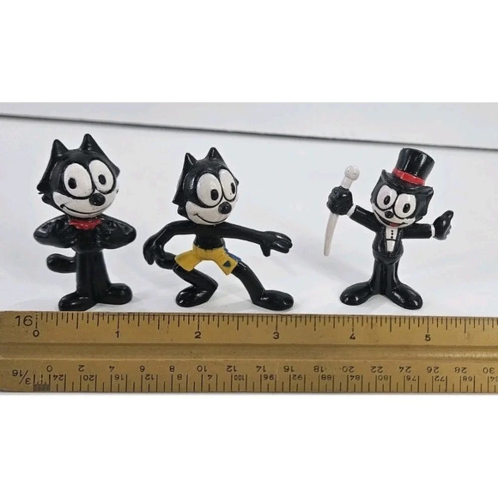Lot of 3 Felix‎ the Cat PVC Figures by Applause 1989 Bow Tie Top Hat Shorts 2