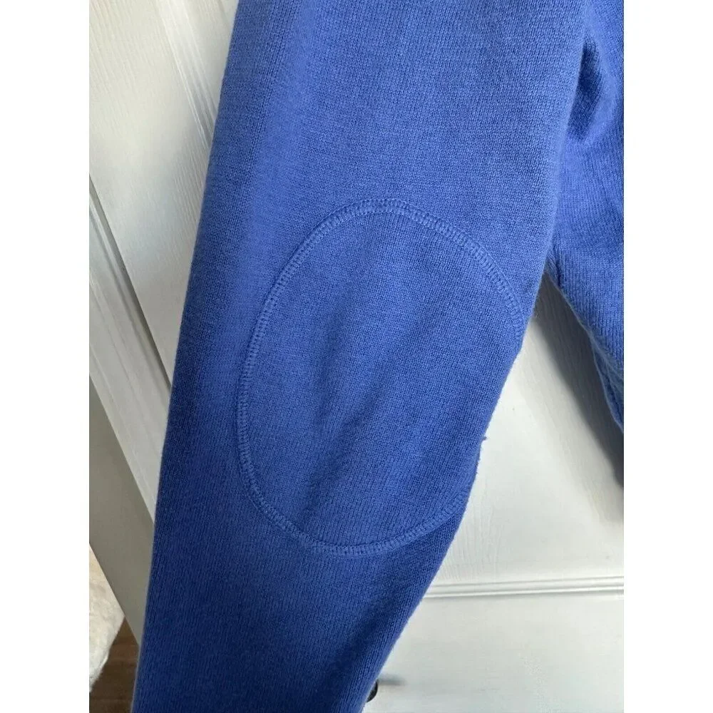 Johnnie-O Men's Cotton Wool Blue V-neck Sweater with Elbow Patch M Preppy