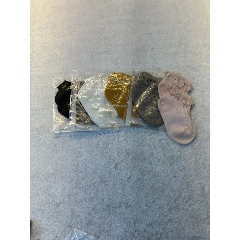 Little Girls Fashion Cotton Crew Cute Socks with Ruffle 5 Different Colors SZ M