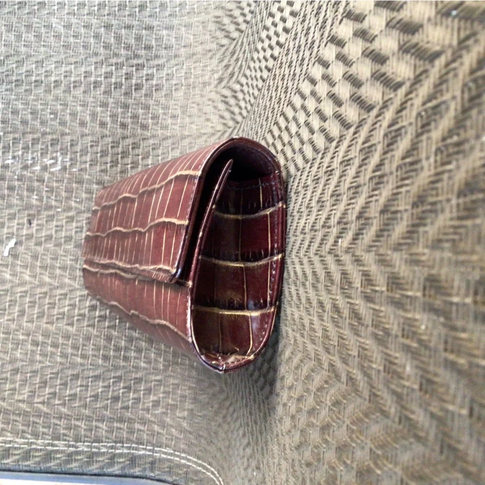 Abas Brown/Gold Alligator Leather Cylinder Clutch