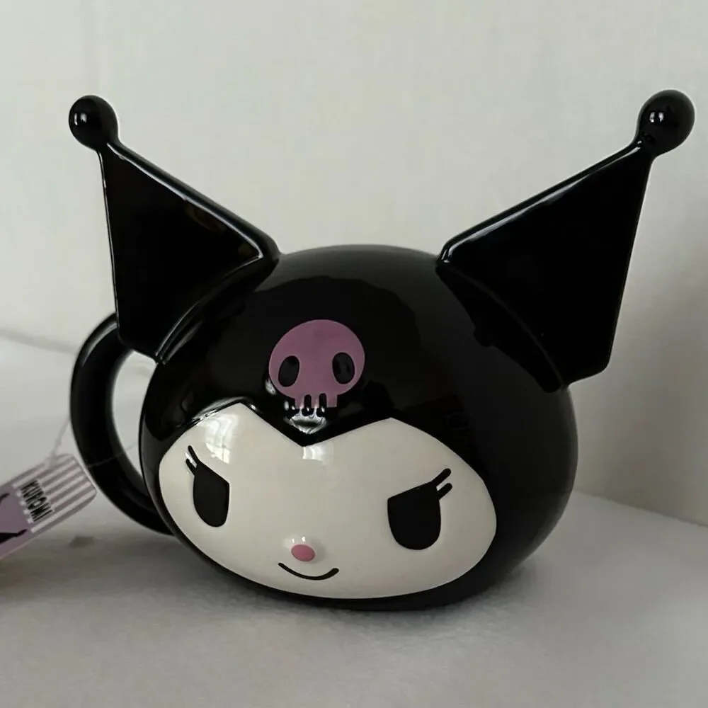 NWT Kuromi Face by Sanrio Ceramic Mug Sculpted Design Gothic Cartoon