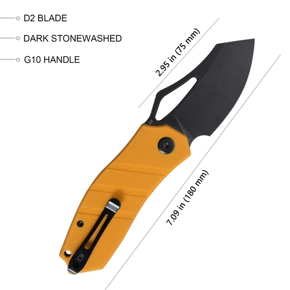 Kubey Ceyx Liner Lock Flipper Folding Knife Yellow