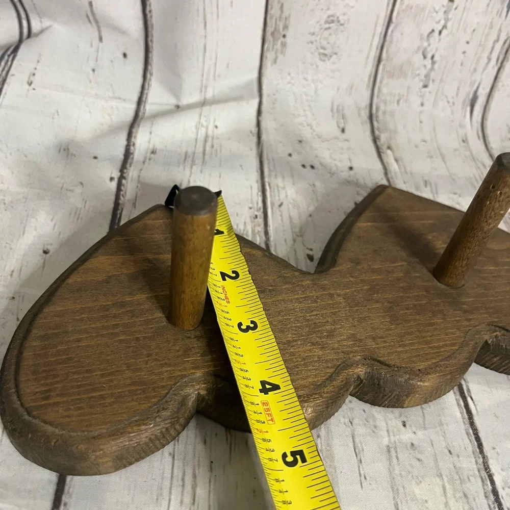 VTG Handmade Heart Wood Wall Hooks Coat Hat Leash Rack Country Primitive