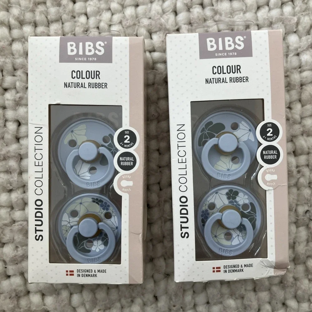 Lot of 2 Bibs Studio Collection Pacifiers 2 Pack Natural Rubber Size 2 6+ Months