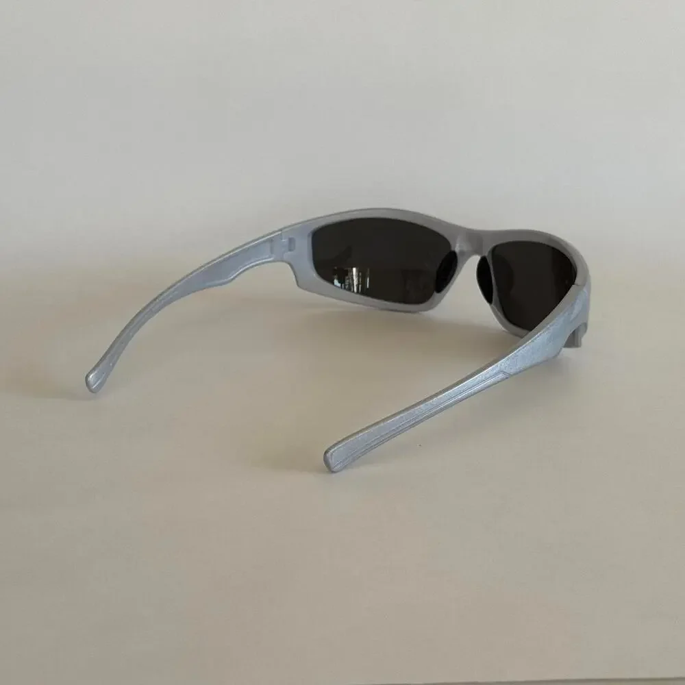Y2K Grey Silver Sporty Sunglasses Unisex Athletic Style UVA UVB