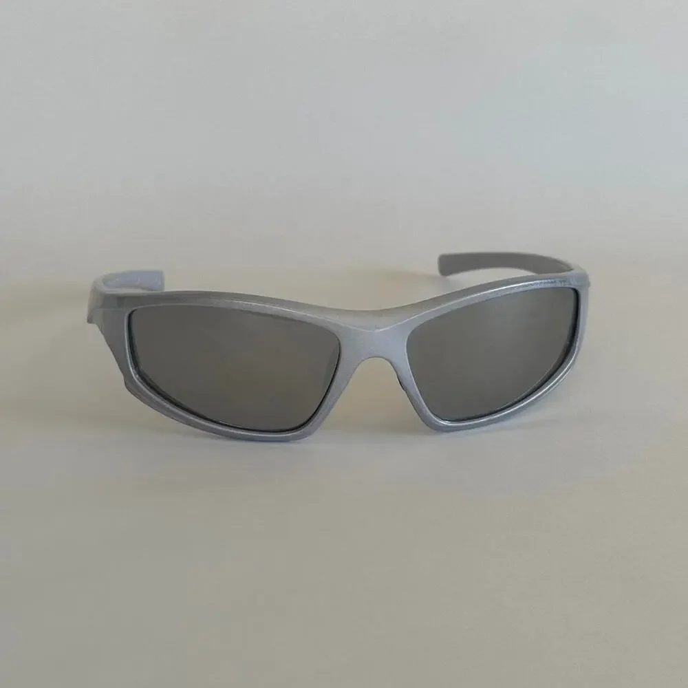 Y2K Grey Silver Sporty Sunglasses Unisex Athletic Style UVA UVB