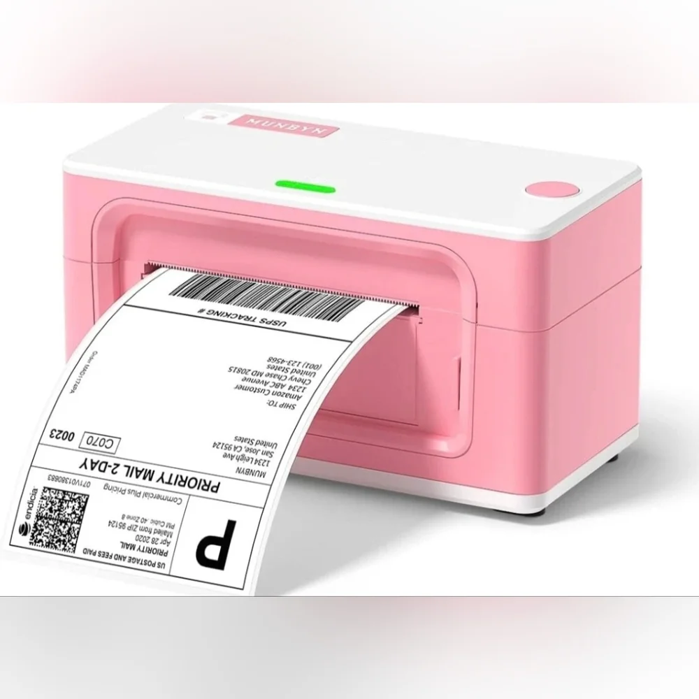 MUNBYN Thermal Label Printer 150mm/s 4x6 Desktop USB l - Pink