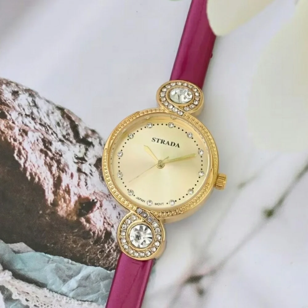 Strada Austrian Crystal Japanese Movement Infinity Watch in Goldtone