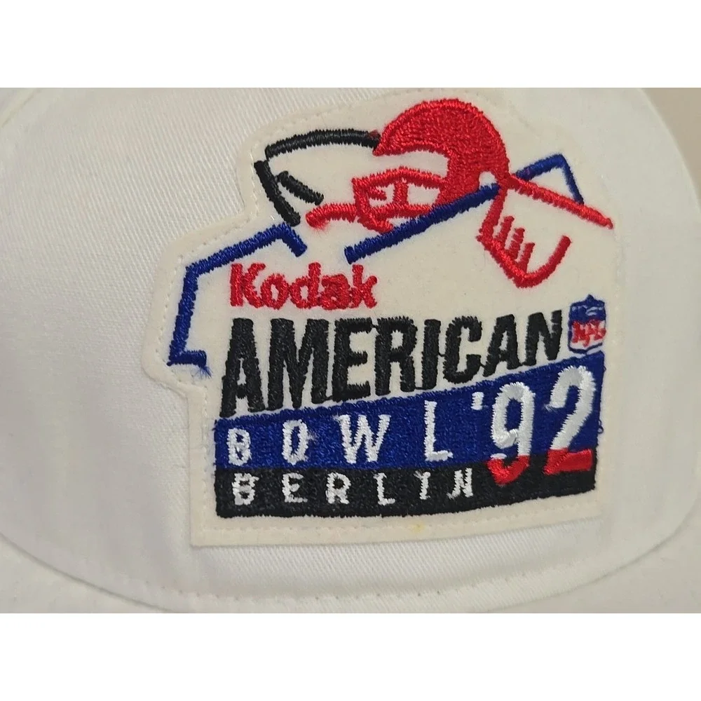 DEADSTOCK Vtg 1992 NFL Kodak American Bowl Berlin Snapback Hat White MINT