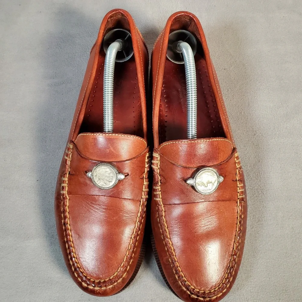 Cole Haan Country Buffalo Nickel Penny Loafers 10.5W Brown Leather Preppy