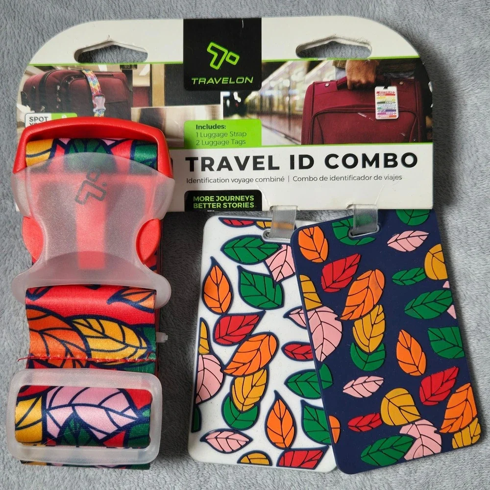 Travelon Travel ID Combo Luggage Strap 2 Luggage Tags Floral Print‎