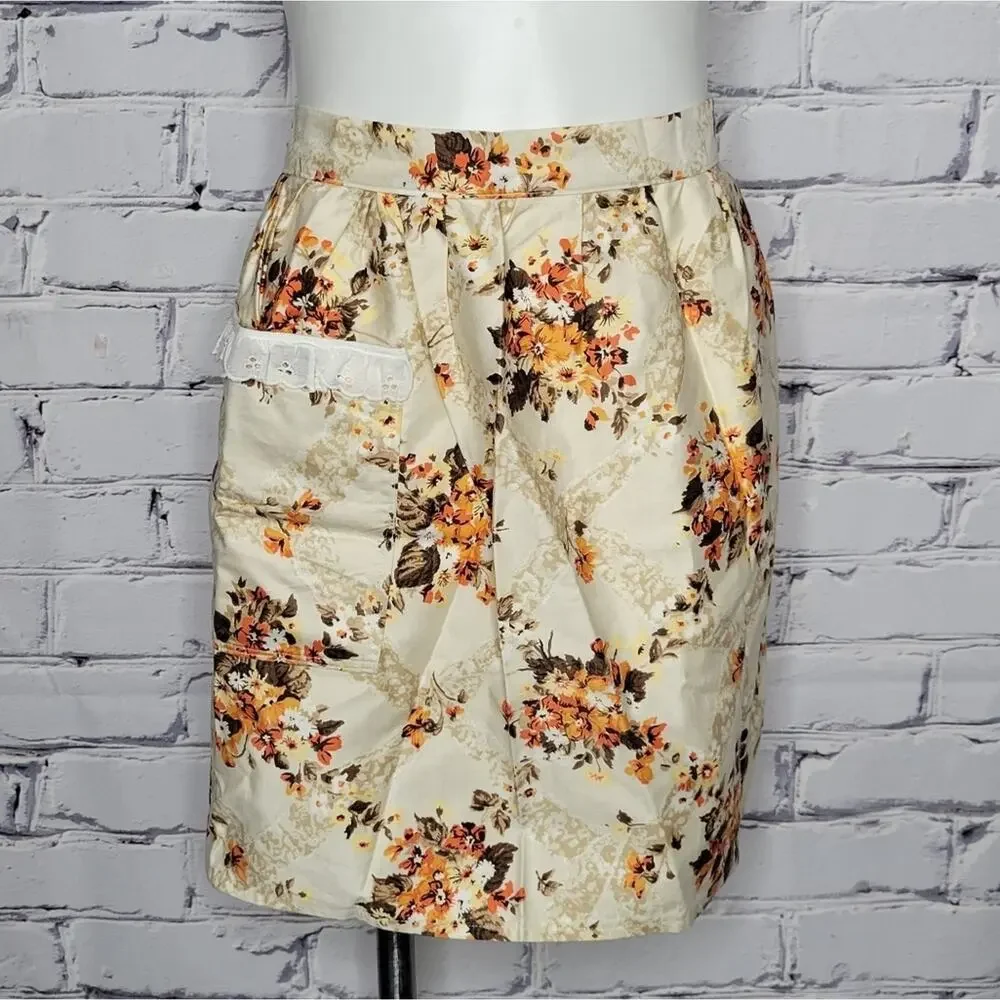 Vintage 70s Floral Print Half Apron