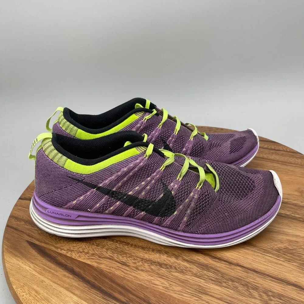 Nike Flyknit One Lunarlon Shoes Mens Size 11 Purple Running Comfort Walking Gym