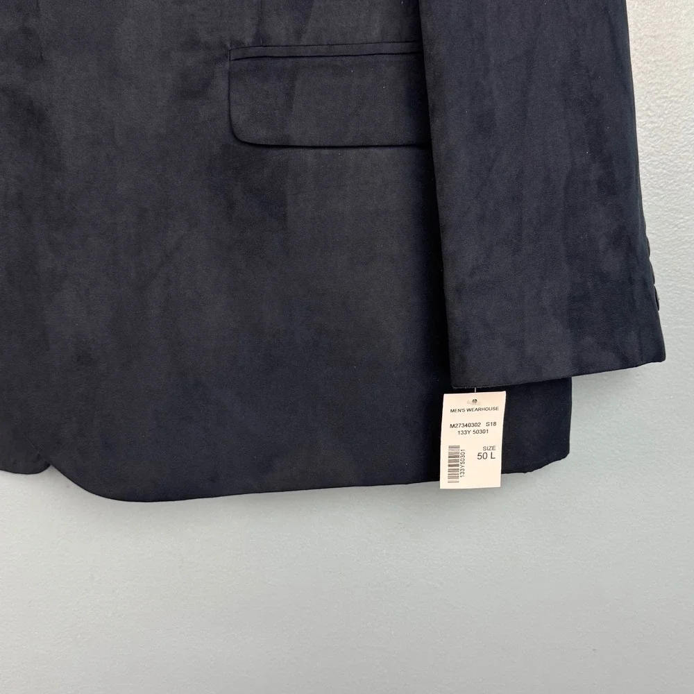 NEW Nautica Branford Blazer Men's 50L Navy Blue Faux Suede 2 Button Sport Coat