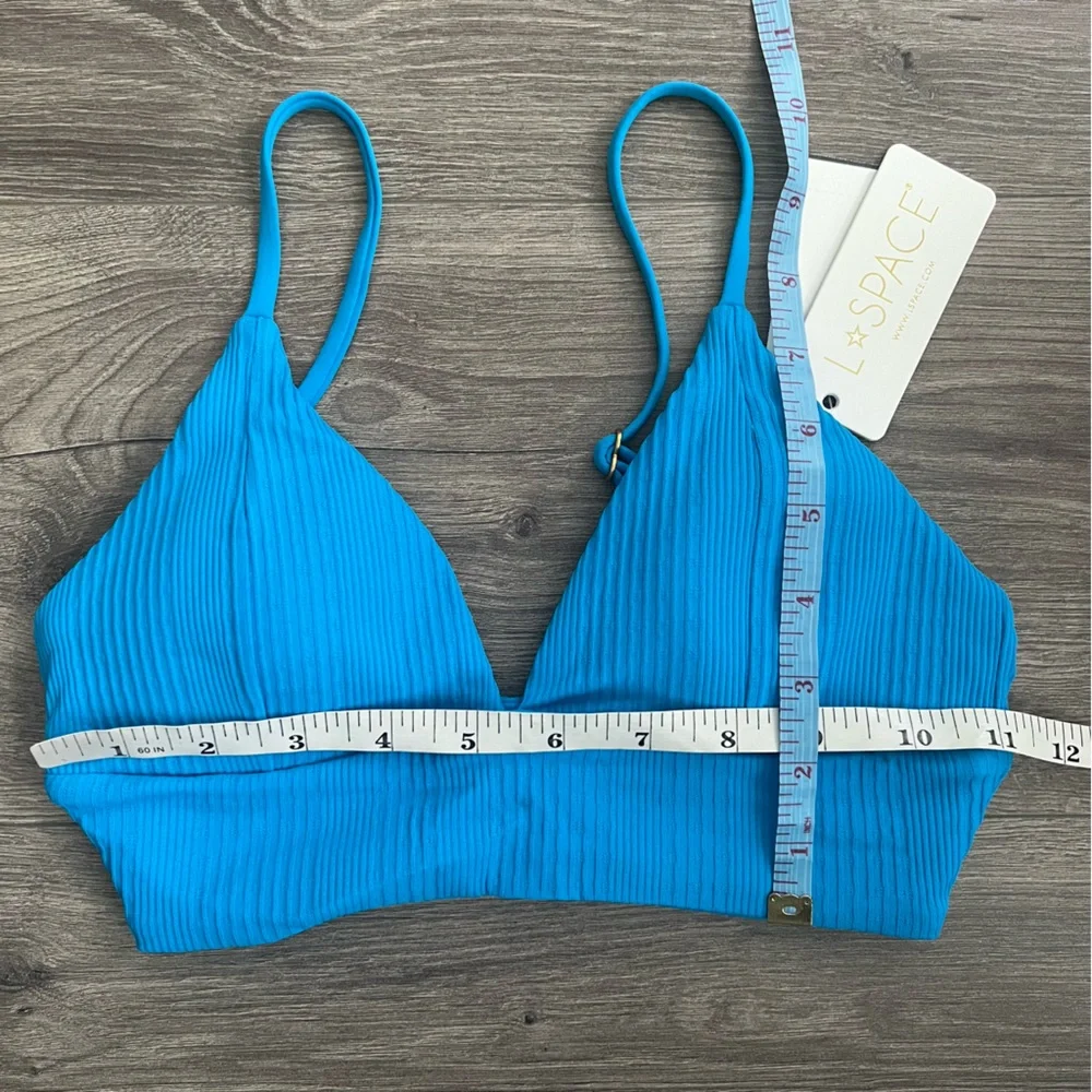 L*SPACE Winnie Bikini Top Small Electric Blue Ribbed Tropical Swimwear Beach NWT