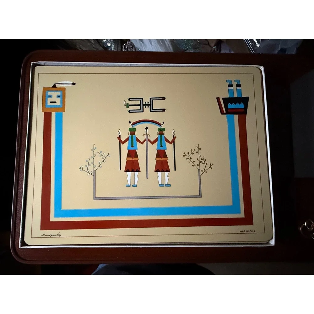 Pimpernel Sandpainting Place Mats Navajo Del Pavate Set of 4 Cork Back England