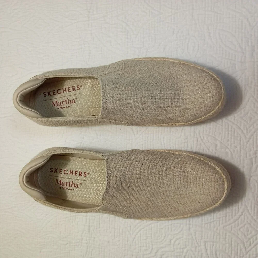 Skechers Martha Stewart Women Slip-On Espadrille Platform Shoes Beige Sz 10