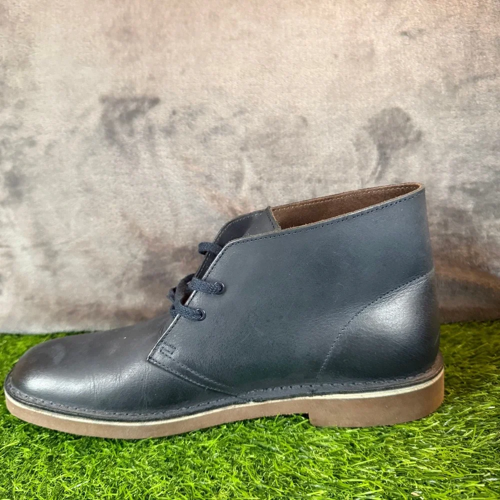Clarks Desert Boots Mens 9.5 Navy Blue Leather Chukka Boots 261123167085